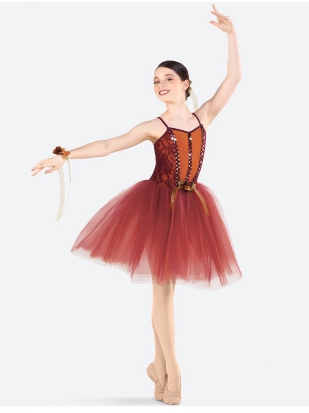 Revolution | Steady Love Ballet Tutu Tulle Skirted Dance Dress Copper Merlot, MA
